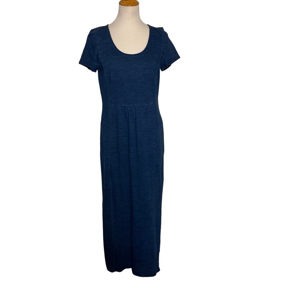 Pure Jill Indigo Short Sleeveless Long Causal Cotton Dress With Pockets Sz S